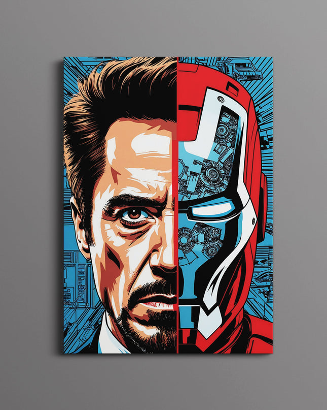 Iron Man Split Face Poster | Tony Stark Marvel Wall Art Lazywalls