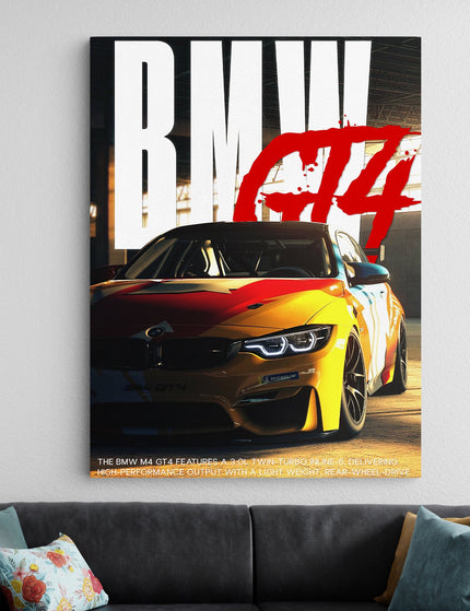 BMW M4 GT4 Racing Poster | Sports Car Wall Art Lazywalls
