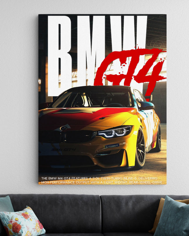 BMW M4 GT4 Racing Poster | Sports Car Wall Art Lazywalls