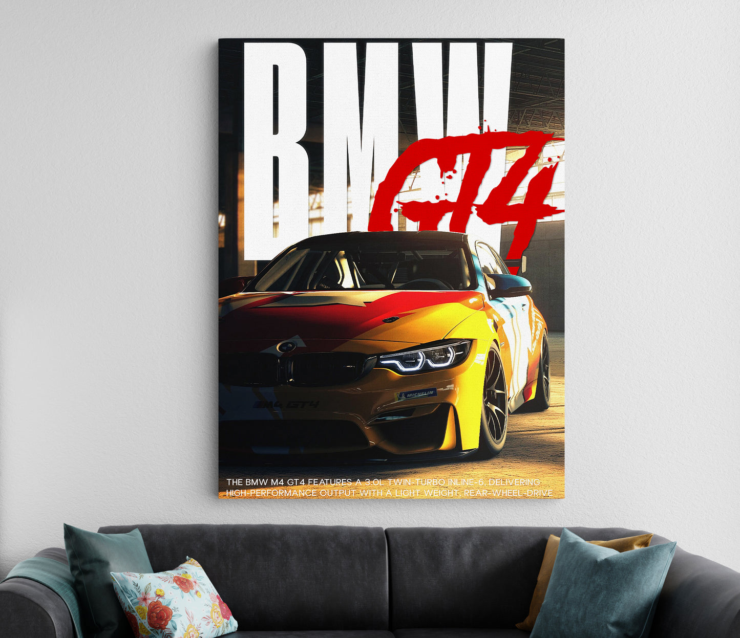 BMW M4 GT4 Racing Poster | Sports Car Wall Art Lazywalls