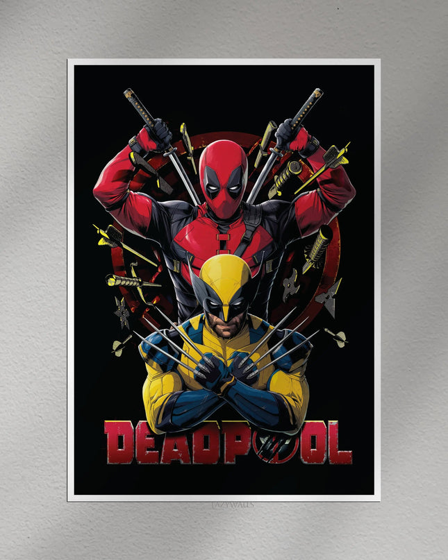 Deadpool & Wolverine Action Poster | Marvel Superhero Wall Art Print Lazywalls