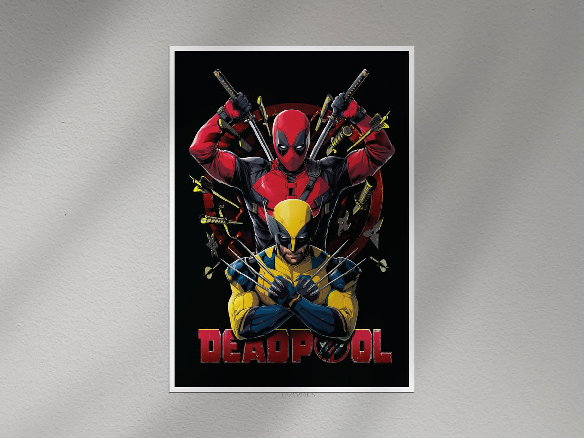 Deadpool & Wolverine Action Poster | Marvel Superhero Wall Art Print Lazywalls