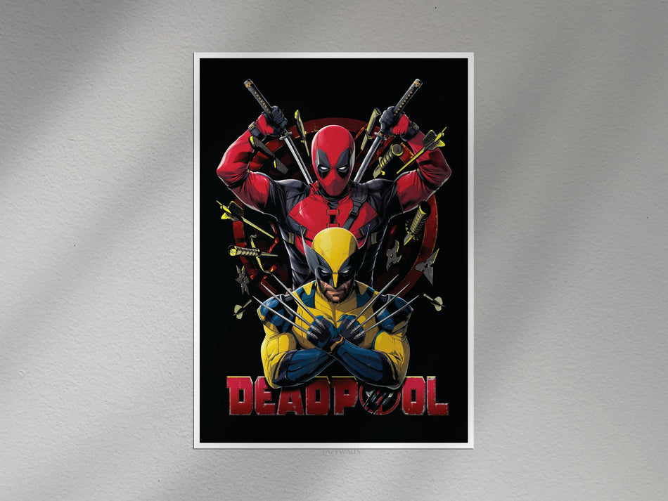 Deadpool & Wolverine Action Poster | Marvel Superhero Wall Art Print Lazywalls