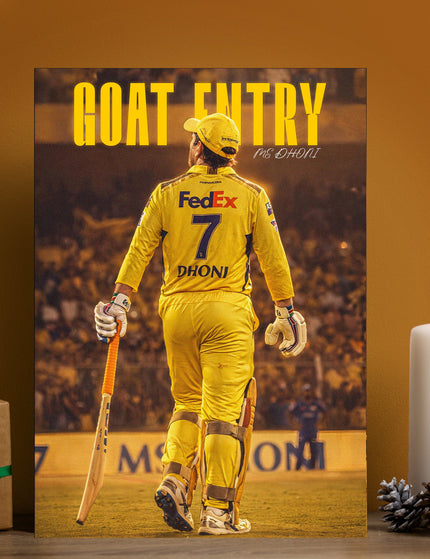 MS Dhoni GOAT Entry Poster | CSK Chennai Super Kings Cricket Wall Art Lazywalls