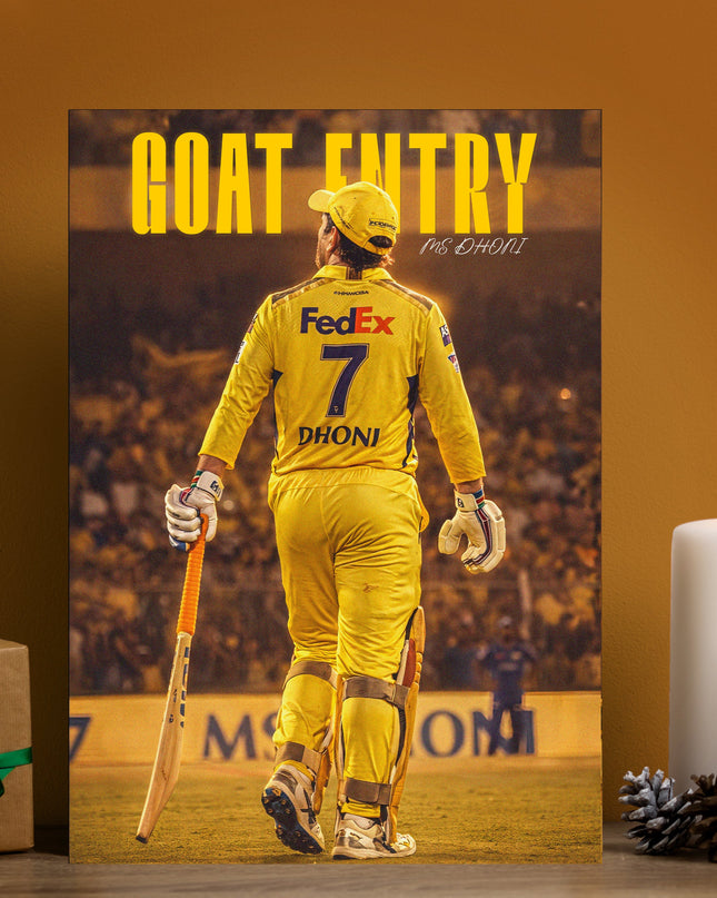 MS Dhoni GOAT Entry Poster | CSK Chennai Super Kings Cricket Wall Art Lazywalls