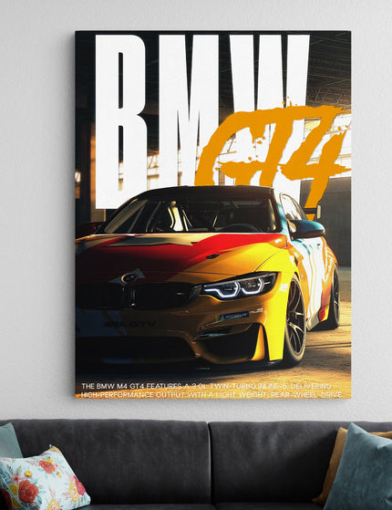 BMW M4 GT4 Racing Poster | Sports Car Wall Art Lazywalls