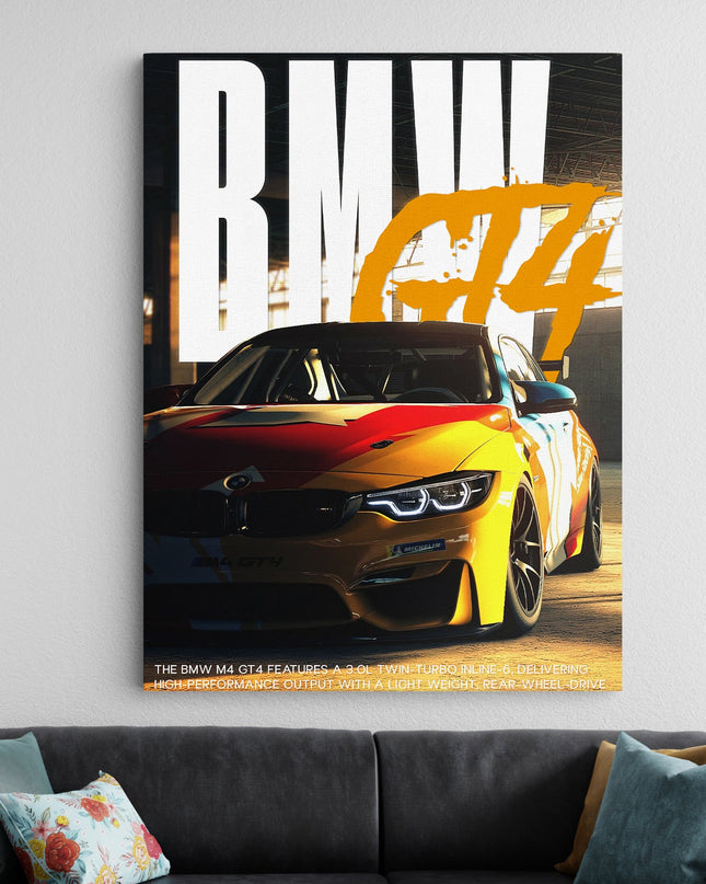 BMW M4 GT4 Racing Poster | Sports Car Wall Art Lazywalls