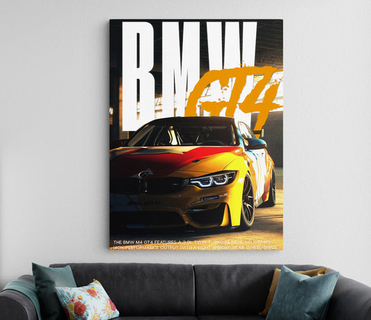 BMW M4 GT4 Racing Poster | Sports Car Wall Art Lazywalls