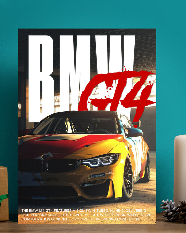 BMW M4 GT4 Racing Poster | Sports Car Wall Art Lazywalls