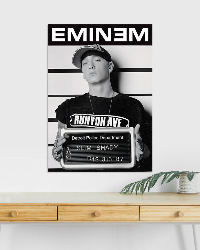 Eminem Poster | Slim Shady Mugshot Wall Art | Hip Hop Rap Legend Print Lazywalls