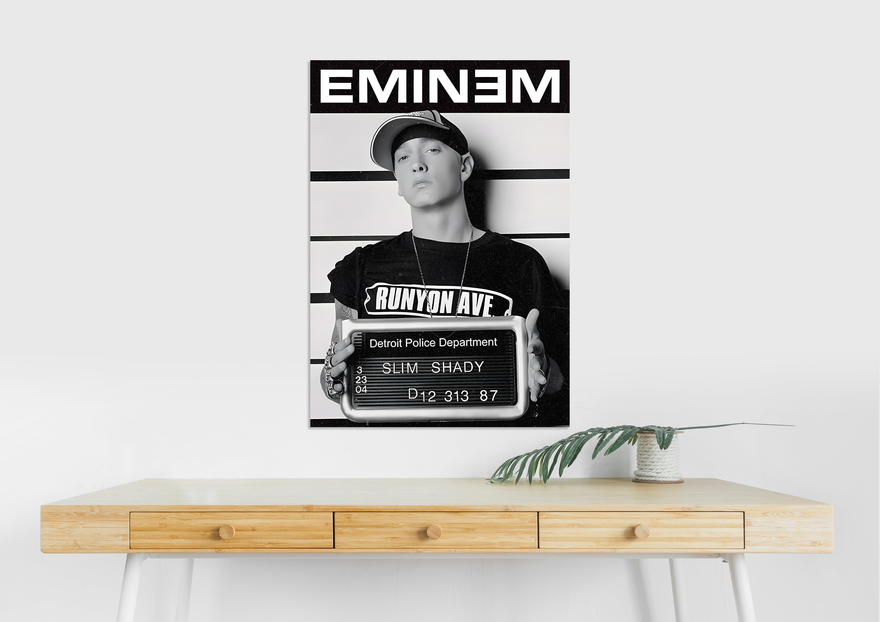 Eminem Poster | Slim Shady Mugshot Wall Art | Hip Hop Rap Legend Print Lazywalls