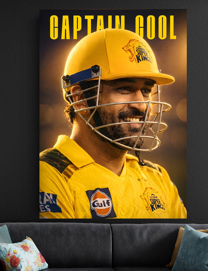 MS Dhoni Captain Cool Poster | CSK Chennai Super Kings Cricket Wall Art Lazywalls