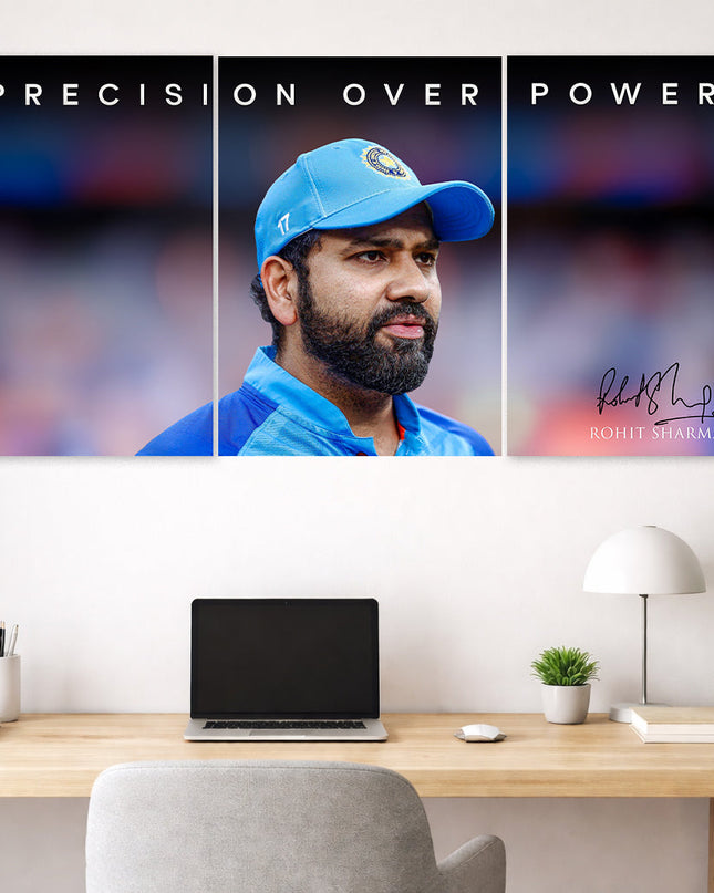 Rohit Sharma Hitman 3 Panel Poster | Indian Cricket Legend Wall Art Lazywalls