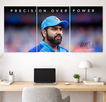 Rohit Sharma Hitman 3 Panel Poster | Indian Cricket Legend Wall Art Lazywalls