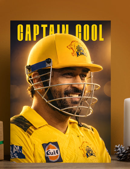 MS Dhoni Captain Cool Poster | CSK Chennai Super Kings Cricket Wall Art Lazywalls