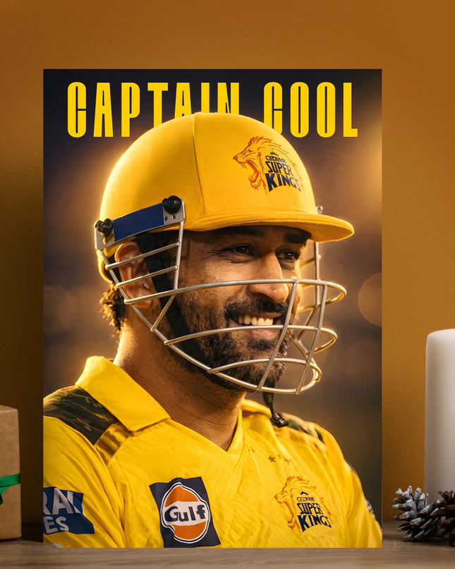 MS Dhoni Captain Cool Poster | CSK Chennai Super Kings Cricket Wall Art Lazywalls