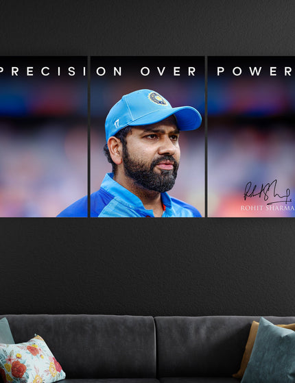 Rohit Sharma Hitman 3 Panel Poster | Indian Cricket Legend Wall Art Lazywalls