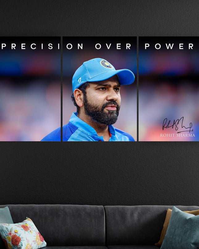 Rohit Sharma Hitman 3 Panel Poster | Indian Cricket Legend Wall Art Lazywalls