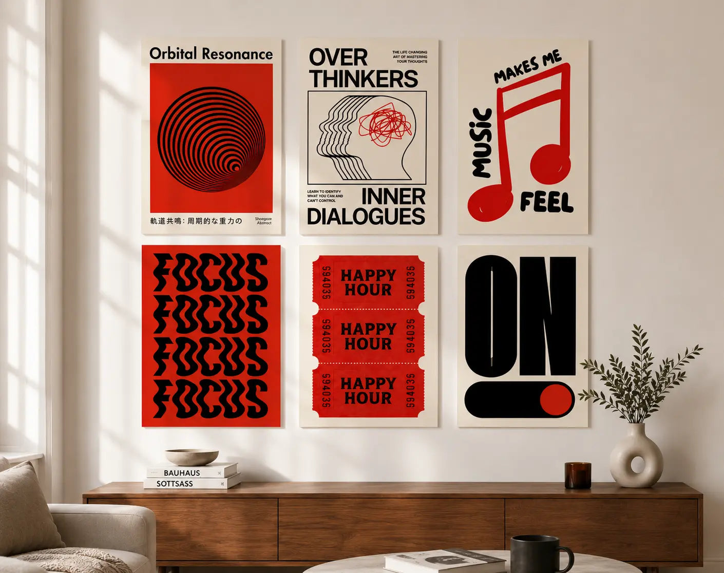 6-Piece Modern Typography Aesthetic Poster Set Lazywalls