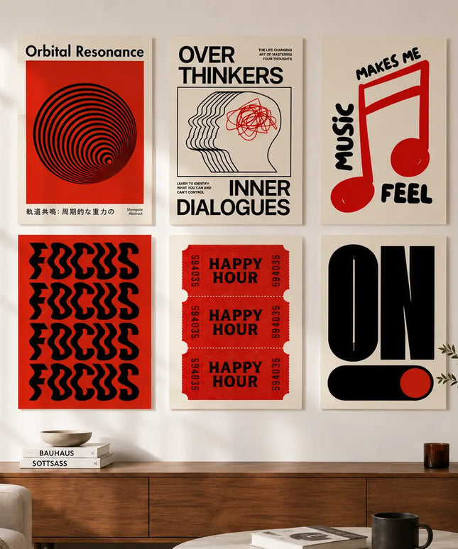 6-Piece Modern Typography Aesthetic Poster Set Lazywalls