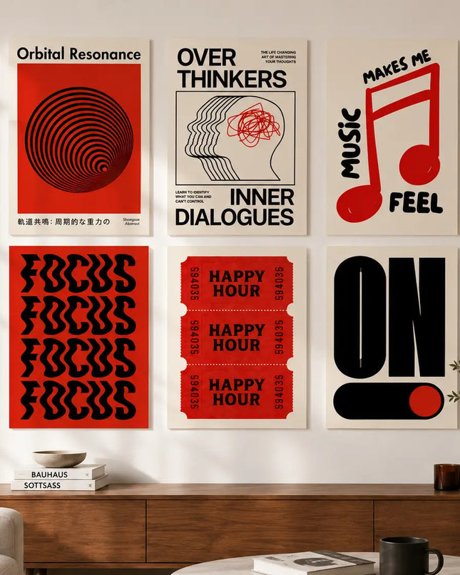 6-Piece Modern Typography Aesthetic Poster Set Lazywalls