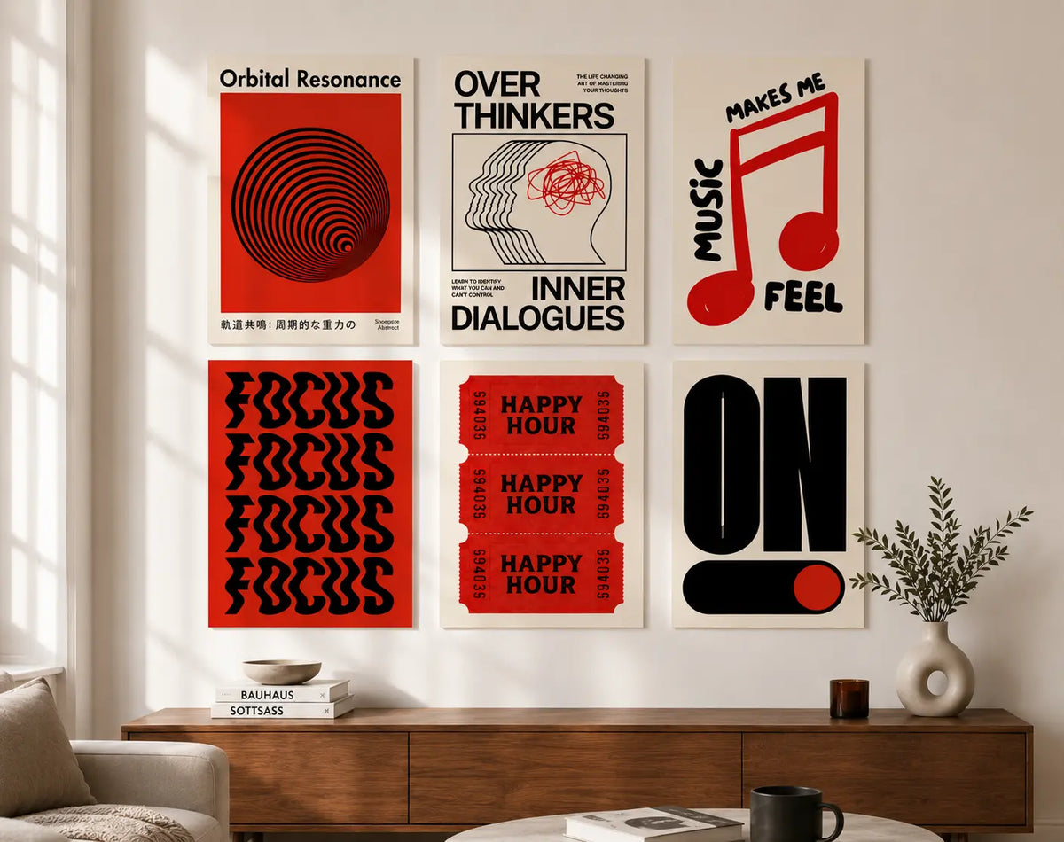 6-Piece Modern Typography Aesthetic Poster Set Lazywalls