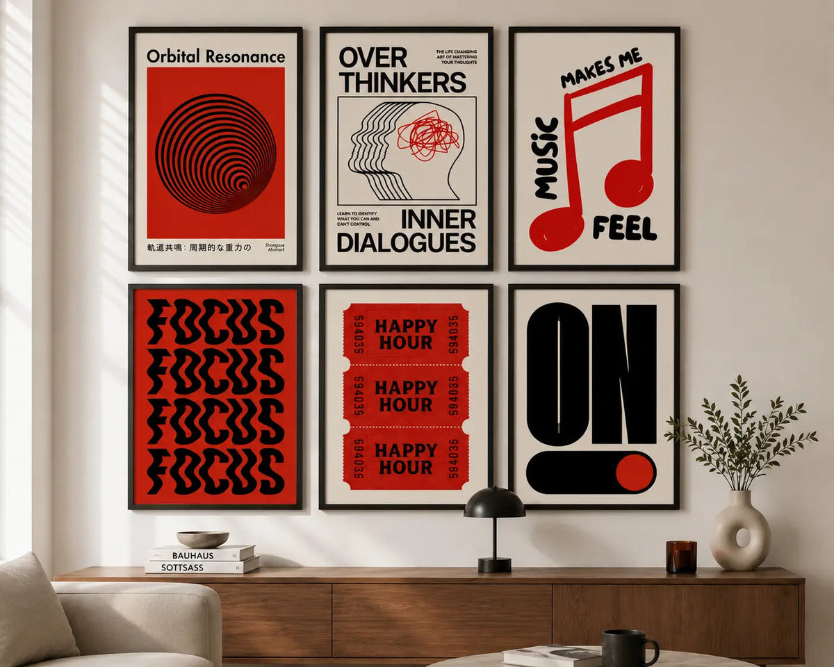 6-Piece Modern Typography Aesthetic Poster Set Lazywalls