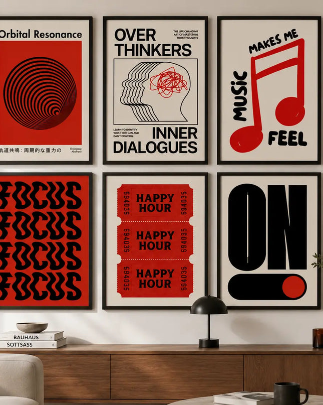 6-Piece Modern Typography Aesthetic Poster Set Lazywalls