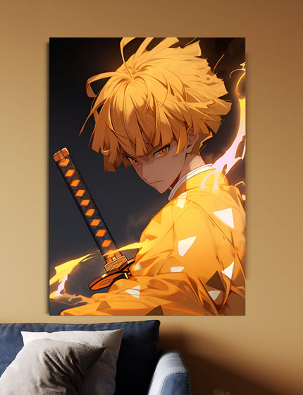 Zenitsu Agatsuma Lightning Poster | Demon Slayer Anime Wall Art Lazywalls