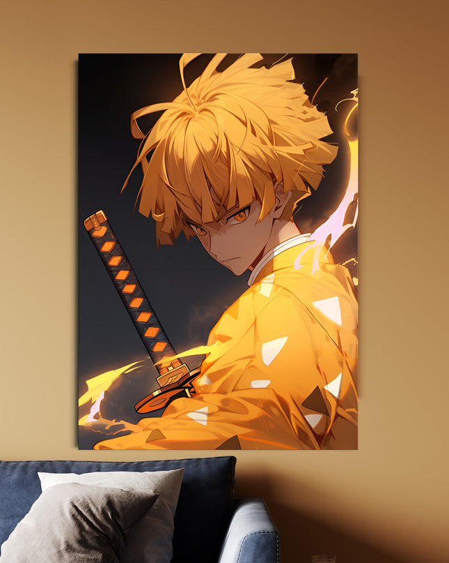 Zenitsu Agatsuma Lightning Poster | Demon Slayer Anime Wall Art Lazywalls