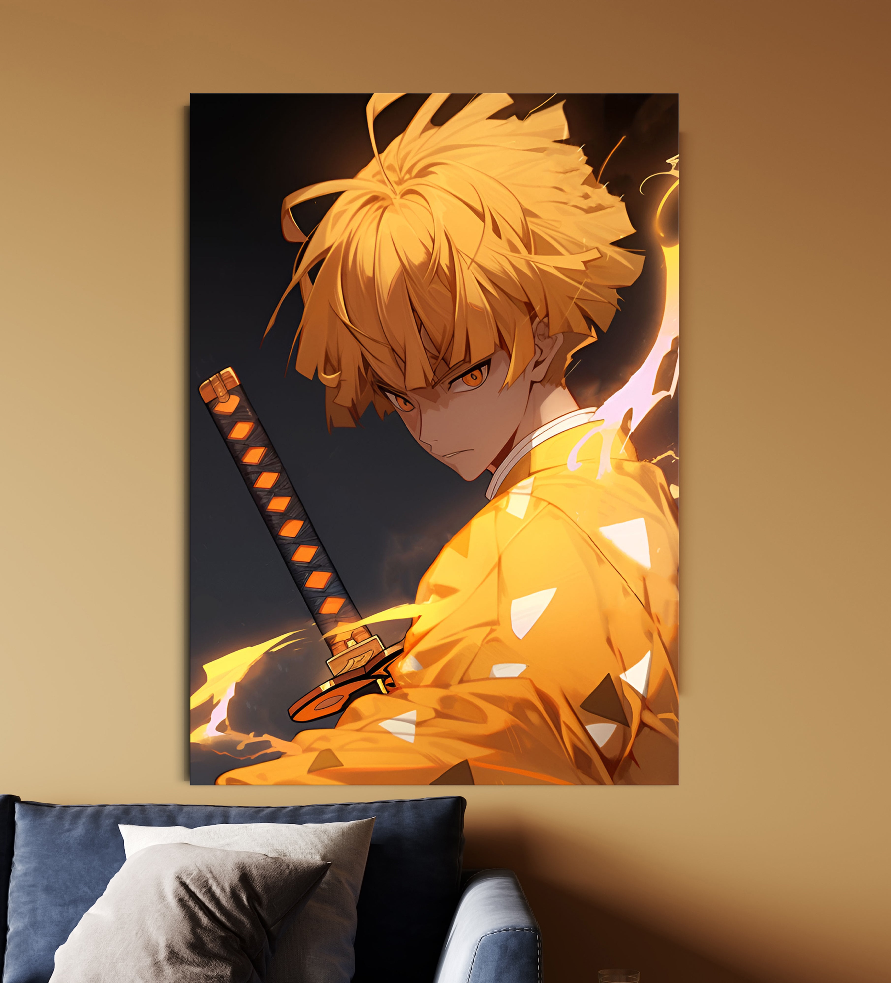 Zenitsu Agatsuma Lightning Poster | Demon Slayer Anime Wall Art Lazywalls
