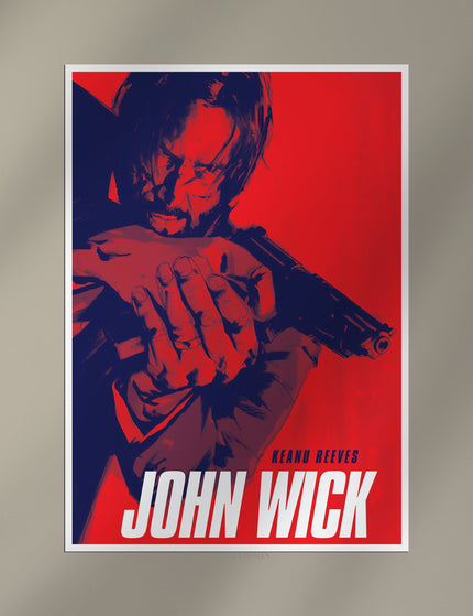 John Wick Red Poster | Stylish Action Movie Wall Art Print Lazywalls