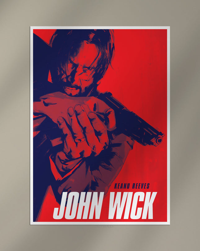 John Wick Red Poster | Stylish Action Movie Wall Art Print Lazywalls