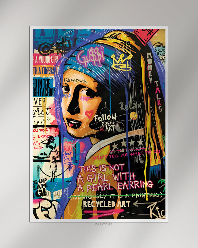 Girl with a Pearl Earring Graffiti Poster | Modern Pop Art Wall Decor Lazywalls