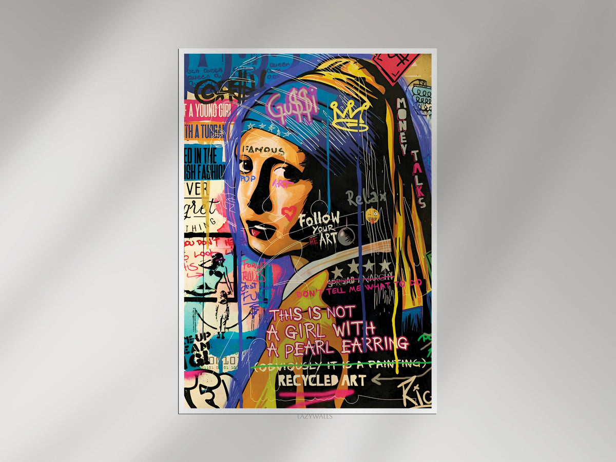 Girl with a Pearl Earring Graffiti Poster | Modern Pop Art Wall Decor Lazywalls