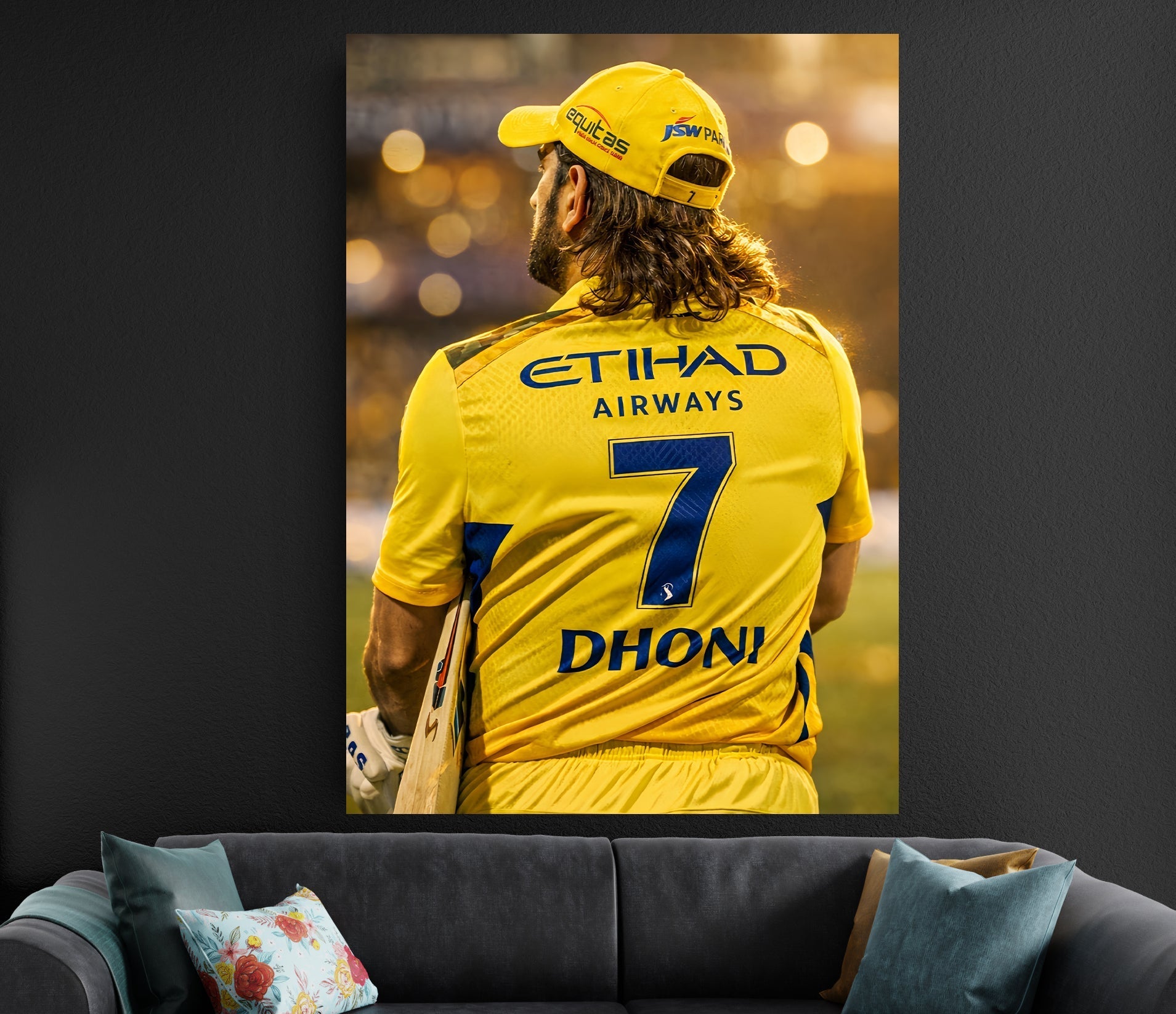 MS Dhoni No.7 CSK Poster | Chennai Super Kings Cricket Wall Art Lazywalls