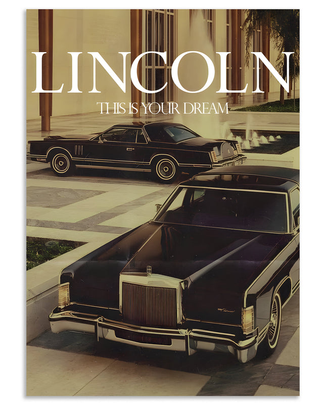 Lincoln Vintage Luxury Car Poster Lazywalls