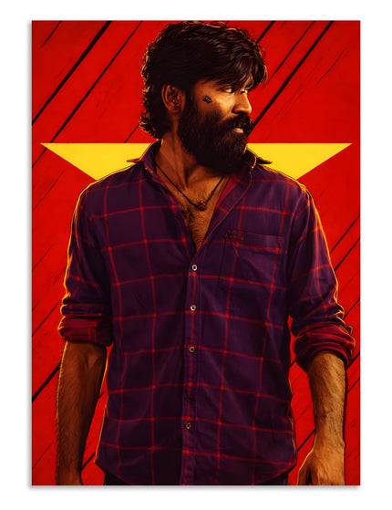Dhanush Bold Red Portrait Poster Lazywalls