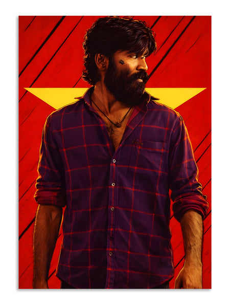 Dhanush Bold Red Portrait Poster Lazywalls