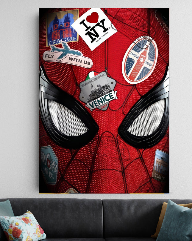 Spider Man Travel Suit Poster | Marvel | Spiderman Close Up Wall Art Lazywalls