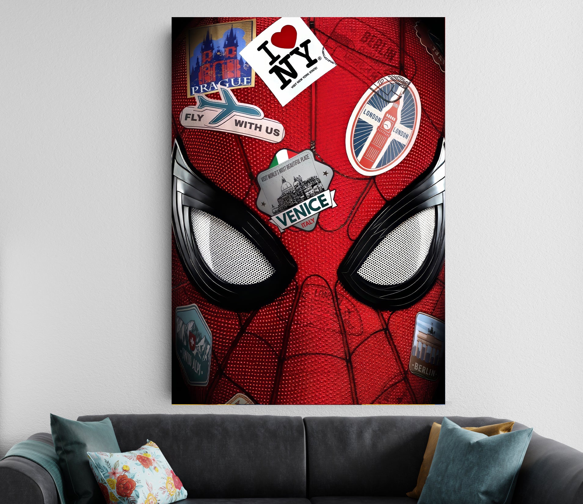 Spider Man Travel Suit Poster | Marvel | Spiderman Close Up Wall Art Lazywalls