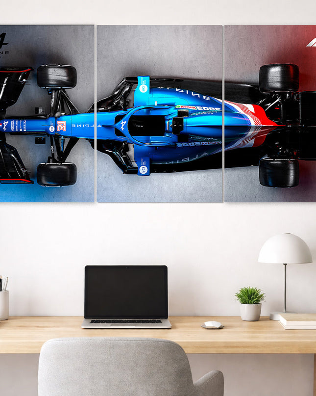 Alpine F1 Car 3 Panel Poster | Formula 1 Racing Wall Art Lazywalls
