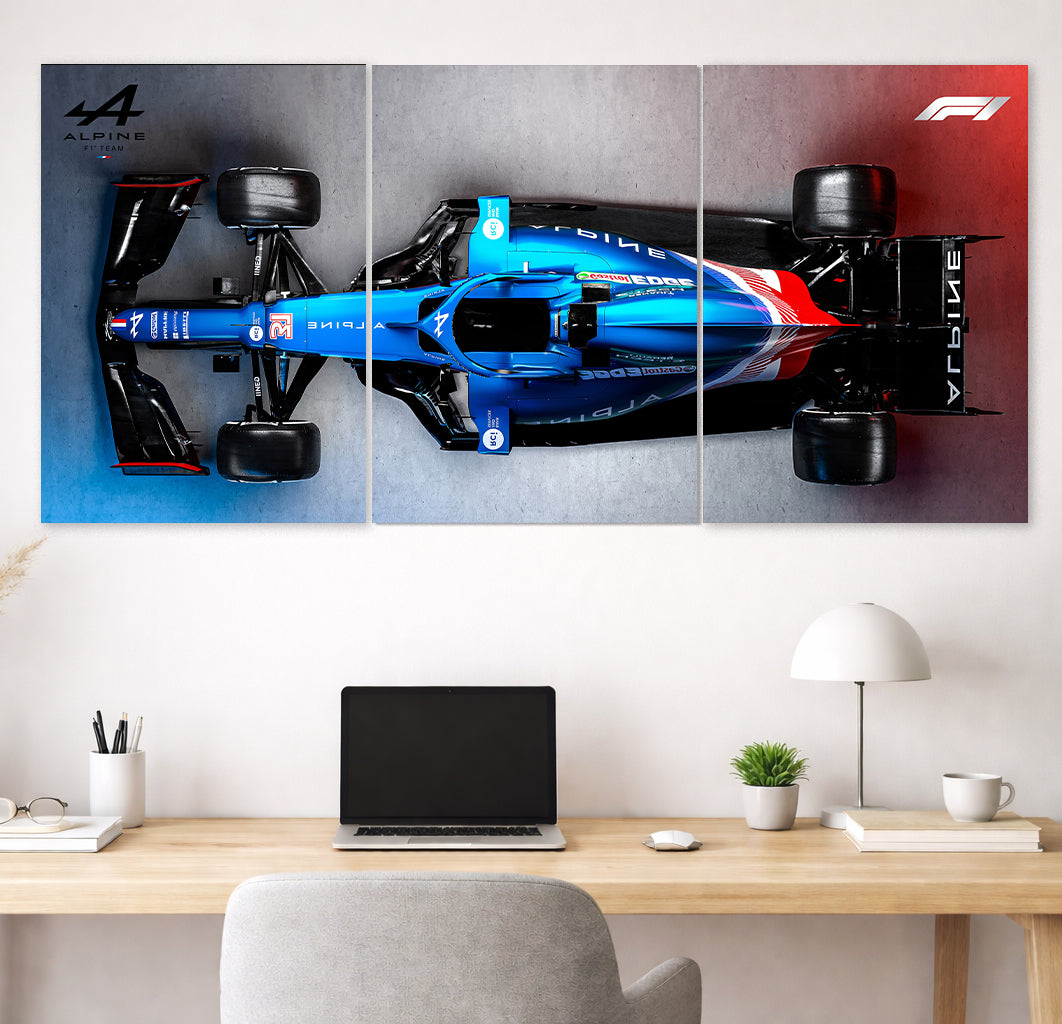 Alpine F1 Car 3 Panel Poster | Formula 1 Racing Wall Art Lazywalls