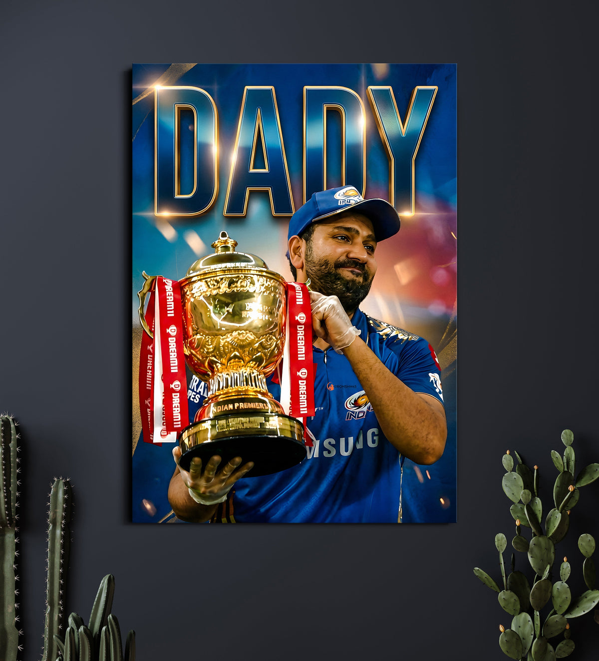 Rohit Sharma Trophy Poster | IPL Champion Wall Art | Cricket Poster Lazywalls