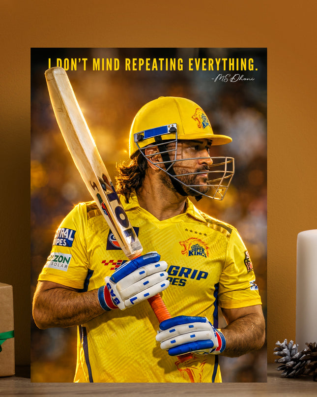 MS Dhoni Quote Poster | CSK Chennai Super Kings Cricket Wall Art Lazywalls