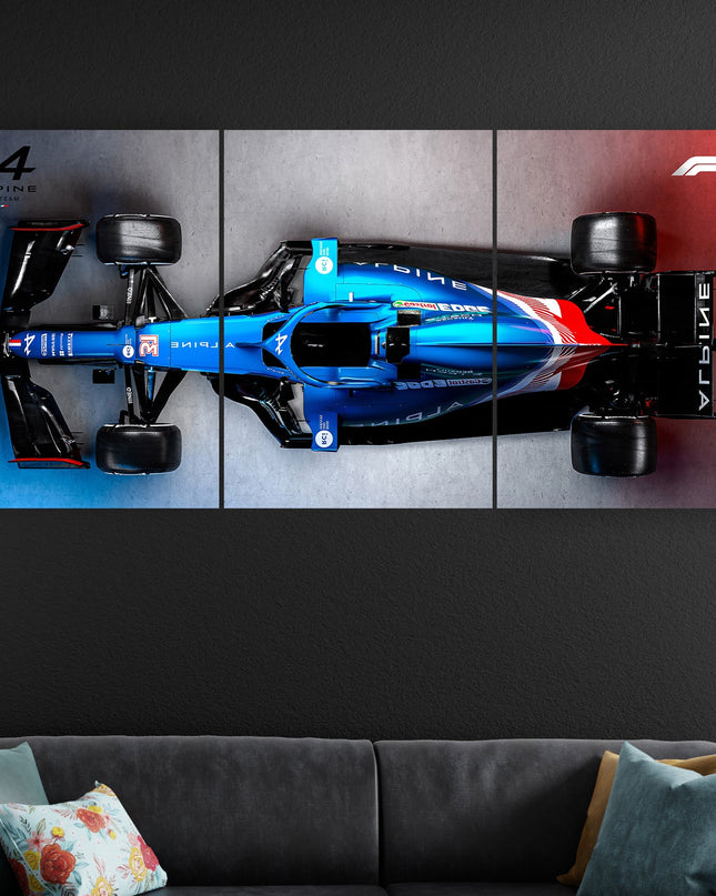 Alpine F1 Car 3 Panel Poster | Formula 1 Racing Wall Art Lazywalls
