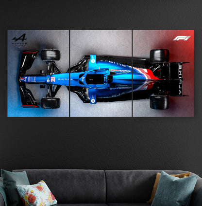 Alpine F1 Car 3 Panel Poster | Formula 1 Racing Wall Art Lazywalls