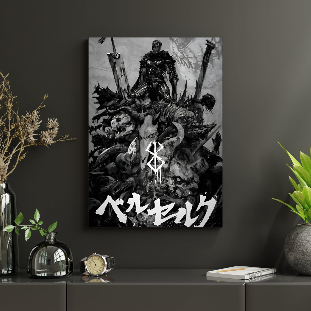 Dark Swordsman Anime Poster | Gothic Black & White Fantasy Wall Art Lazywalls