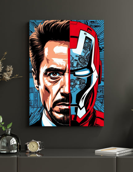 Iron Man Split Face Poster | Tony Stark Marvel Wall Art Lazywalls