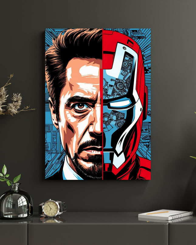 Iron Man Split Face Poster | Tony Stark Marvel Wall Art Lazywalls